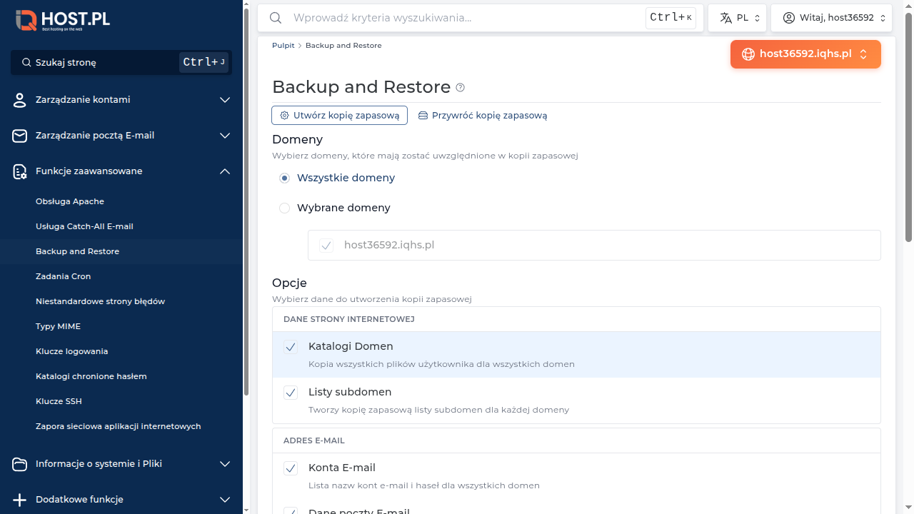 Strona Backup w DA — kompleksowe podejście