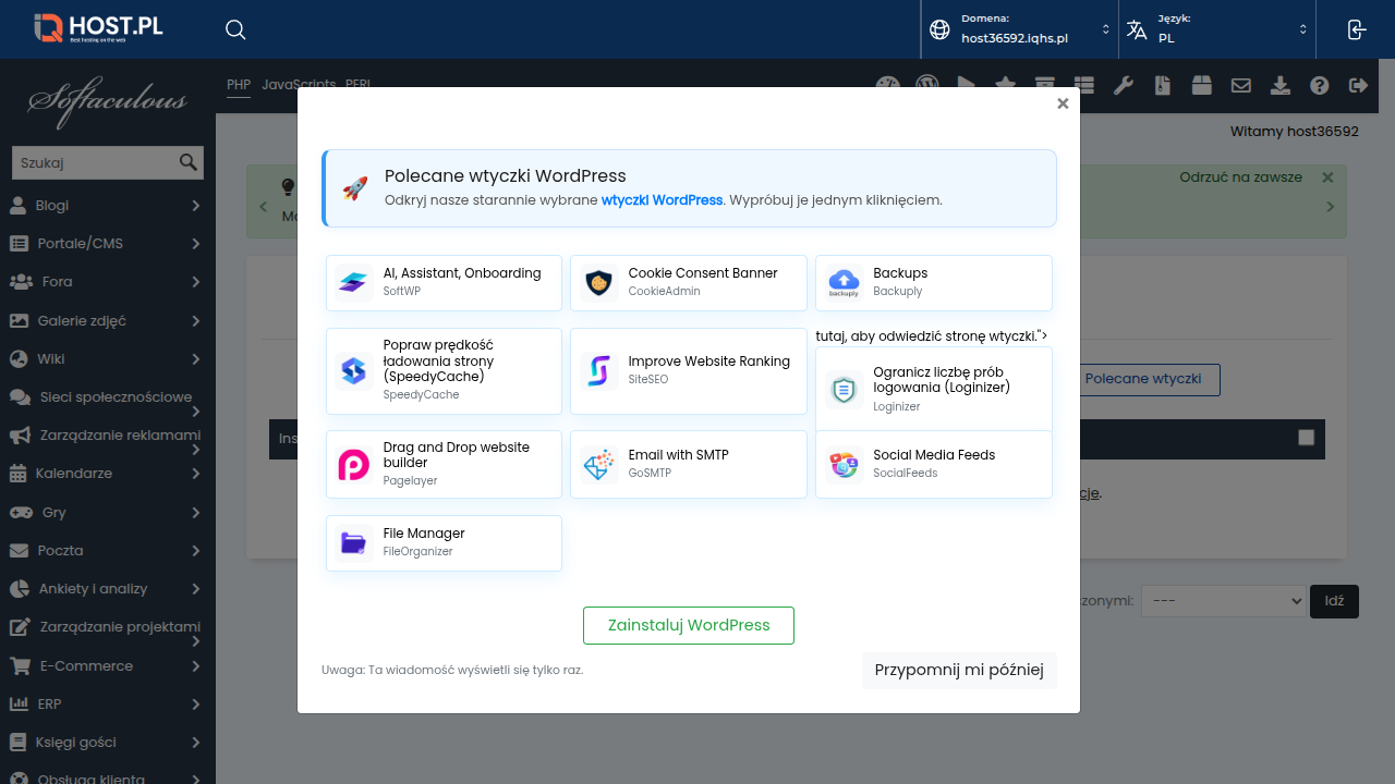 WordPress installer w Softaculous — opcje optymalizacji