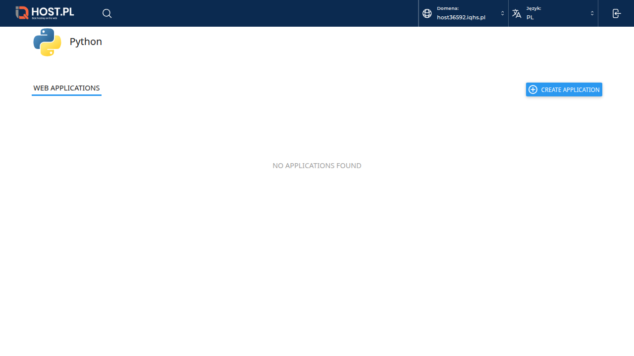 Strona Setup Python App w DA